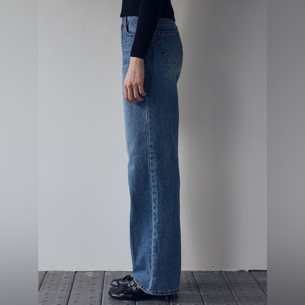 Straight Leg Women's Jeans in Medium Blue - Picture 3 of 4